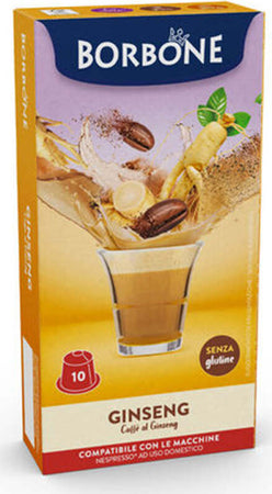 10-Capsule-Compatibili-Nespresso,-Caffè-al-Ginseng-Solubile,-Caffè-Borbone