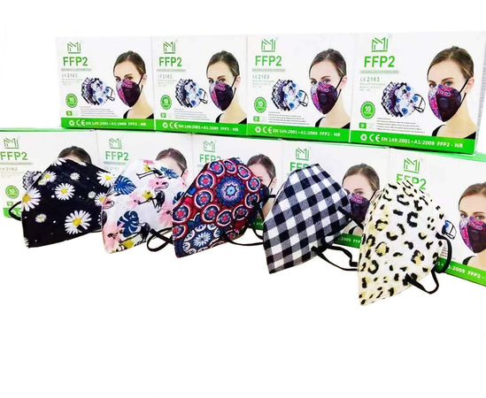 10 Mascherine Protettive FFP2 Fantasia - 2 Mascherine FFP2 x 5 Fantasie 10 Mascherina Certificata CE Mascherina Filtrante Protettiva 1.79 cent€/cad.