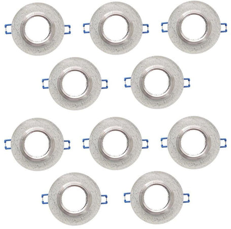10 Porta Faretto Da Incasso Supporto Tondo Portafaretti Vetro Color Argento P15