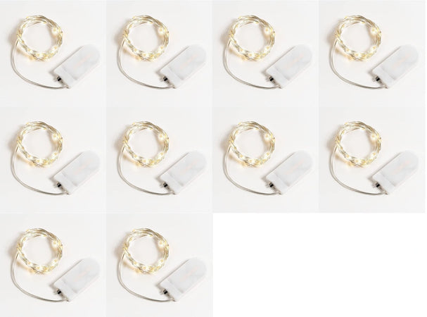 10 pz Filo Modellabile Luci Led Bianco Caldo 2 Mt a Batteria Con Interruttore per Feste Ricorrenze