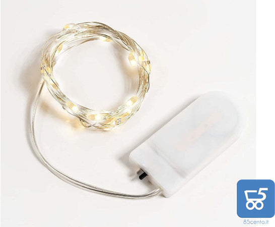 10 pz Filo Modellabile Luci Led Bianco Caldo 2 Mt a Batteria Con Interruttore per Feste Ricorrenze