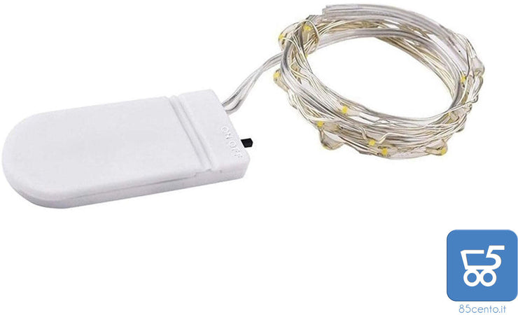 10 pz Filo Modellabile Luci Led Bianco Caldo 2 Mt a Batteria Con Interruttore per Feste Ricorrenze
