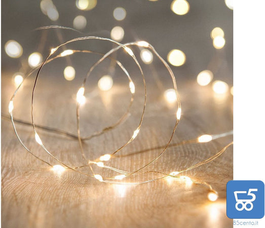 10 pz Filo Modellabile Luci Led Bianco Caldo 2 Mt a Batteria Con Interruttore per Feste Ricorrenze