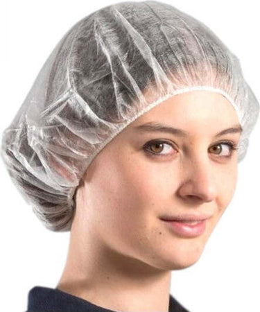 100-Cuffie-Monouso-In-Tnt-Per-Capelli-Con-Elastico-Bianche-Cuffia-Traspirante