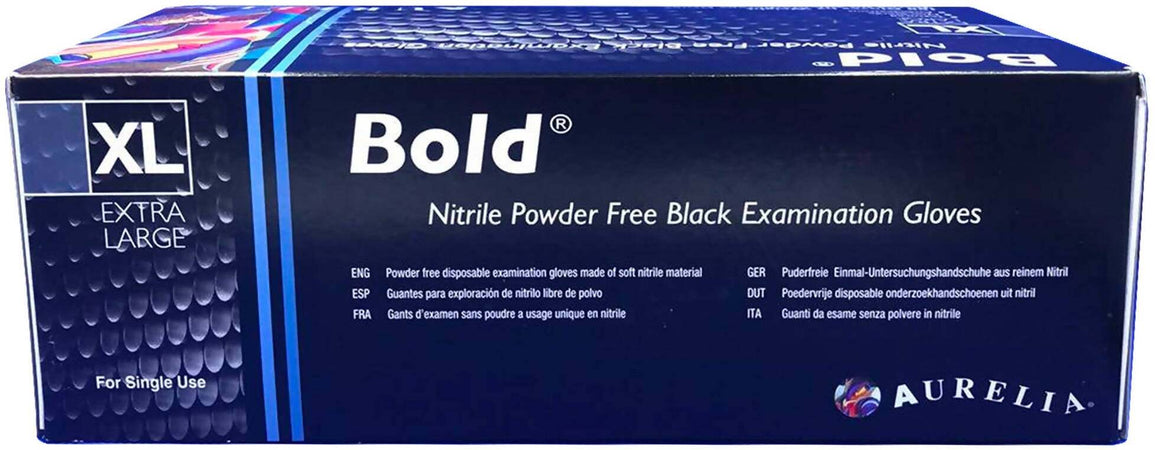 100 Guanti In Nitrile Aurelia Bold Neri Guanto Nero Senza Polvere 5mil Latex Free Ambidestro Aurelia Gloves