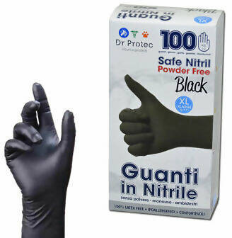 100 Guanti Nitrile NERO Tattoo Studio Sushi Cucina Meccanico Officina GMT Dr. Protec