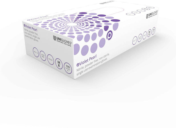 100 Guanti Nitrile Viola Senza Polvere Estetista Parrucchiera Medico Cucina IVA Agevolata 5% Latex Free Unigloves