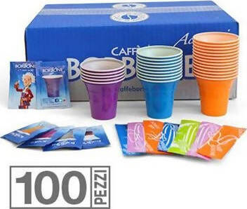 100 Kit Caffè monouso Borbone Bicchiere da caffè paletta e zucchero accessori Borbone 100kit Kit Caffè Non solo caffè online - Albano Laziale, Commerciovirtuoso.it