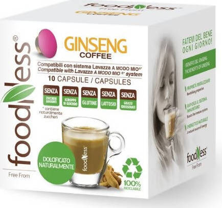 100 pezzi Foodness Capsule Compatibili A Modo Mio Ginseng Classico blister 10 x 10 pz Compostabile Capsule A Modo Mio, Ginseng Non solo caffè online - Albano Laziale, Commerciovirtuoso.it
