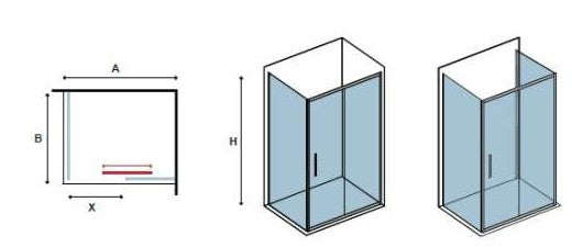Box Doccia 2 lati Scorrevole cristallo trasparente 8mm profilo cromo H200 LEA 400