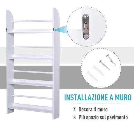 libreria mobile scaffale libri libreria da parete muro grande soggiorno salotto ingresso camera ufficio studio in legno cameretta bianco 885836-135S4R