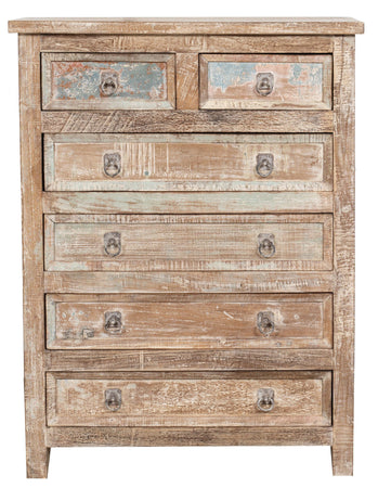 Biscottini Cassettiera in legno massiccio riciclato finitura anticata realizzata massello