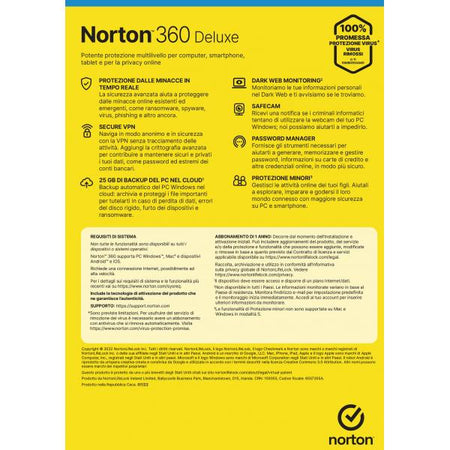 NORTON 360 DELUXE 25GB IT 1 USER 3 DEVICE 1Y ATTACH VECCHIO CODICE 21409821