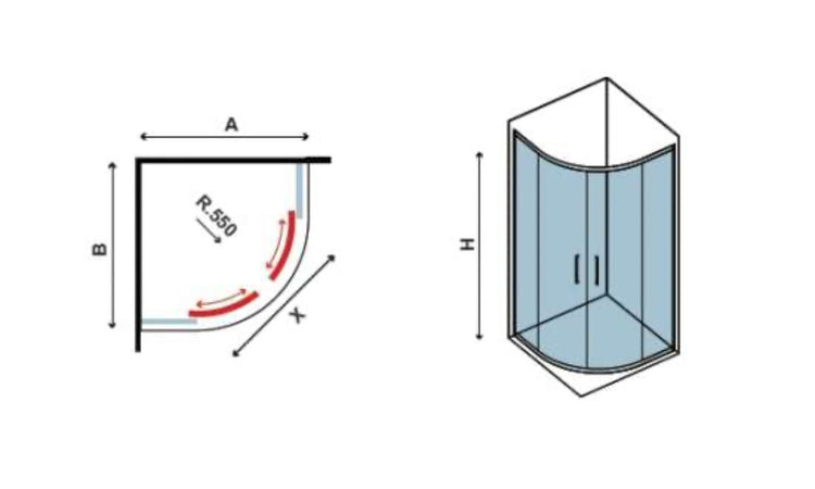 Box Doccia Semicircolare 200 cromo 6mm h190 PANEX 200