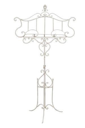 Biscottini Leggio da terra in ferro battuto pieno finitura bianca anticata L85xPR46xH140 cm