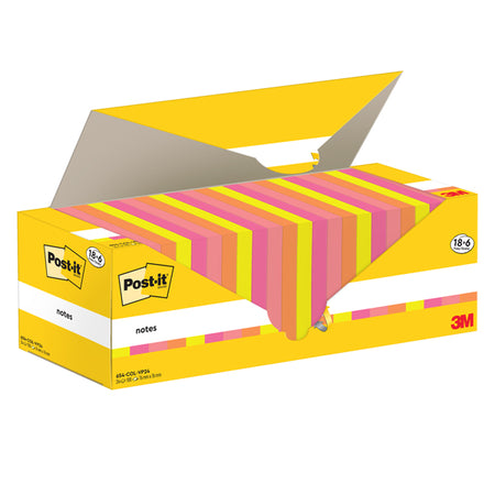 Cf. 24Pz Blocco 90Fg. Post-It Super Sticky 76X76Mm 654-Col-Vp24 Colori Ass.