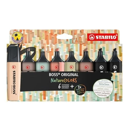 Stabilo naturecolors, astuccio da 6 evidenziatori + 2 neri