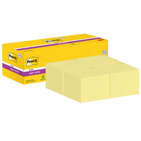 Cf. 20+4Pz Blocco 90Fg.Post-ItSuper Sticky 76X76Mm 654-Sscy-Vp24 Giallo Canary