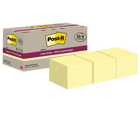 Cf. 14+4Pz Blocco 70Fg Post-ItSupersticky Green 76X76Mm 654R-Sscy14+4 Giallo