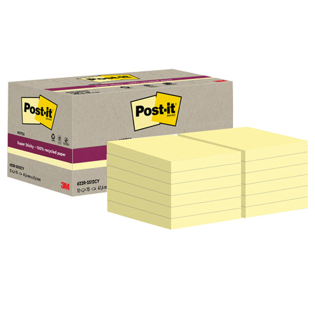 Cf. 12Pz Blocco 70Fg Post-ItSupersticky Green 47,6X47X6Mm 622R-Sscy Giallo