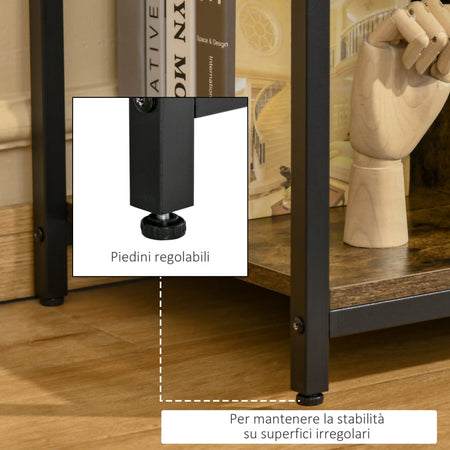 Mobile TV da Salotto in Stile Industriale, Legno e Acciaio, 110x40x50cm marrone e nero scaffale F839-184A