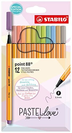 Stabilo, Fineliner point 88, Pastel love Set, Astuccio da 12 Colori assortiti