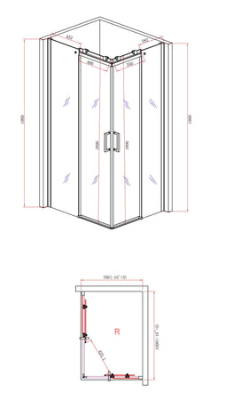 Box Doccia 2 lati Scorrevole Fumè 8mm H190 modello DIAMOND 100x70 versione destra