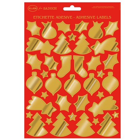 Stickers Adesivi Fustellati Motivi Natale Oro Sadoch
