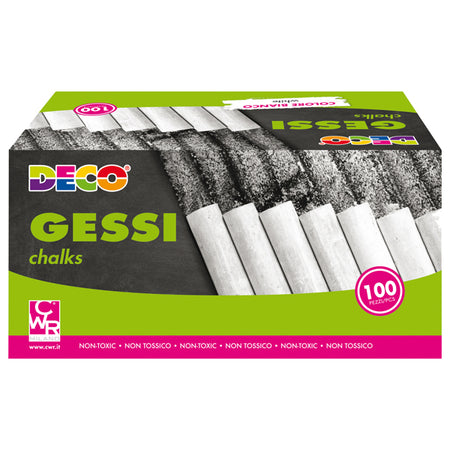 Scatola 100 Gessetti Tondi 10X81Mm Bianchi Deco