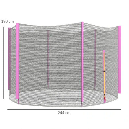 Rete Di Protezione per Trampolini 244 x H180 cm Nero Rosa 6 pali