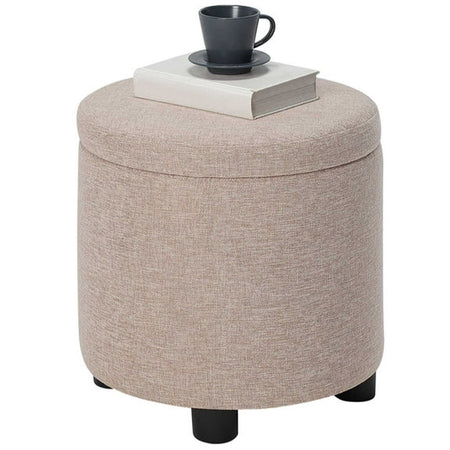 Pouf Contenitore Sgabello Poggiapiedi in Tessuto 40x40 H40cm Beige