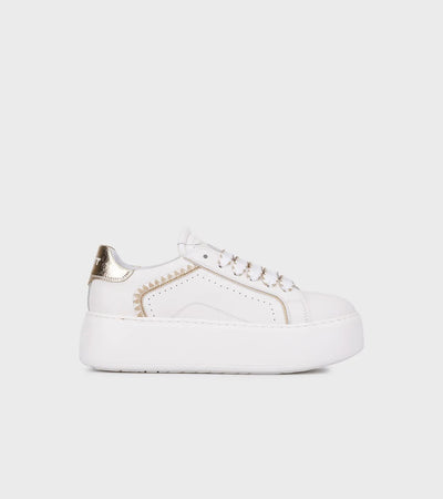 Janet & Janet sneakers donna in pelle white/gold J-002 J4