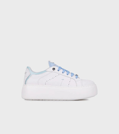 Janet & Janet sneakers donna in pelle white/celeste J-004 J8