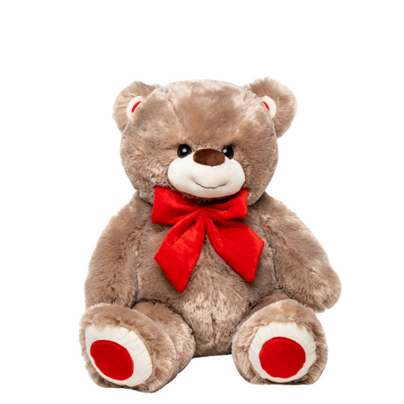 Peluche di natale orso con fiocco rosso decorazione natalizia