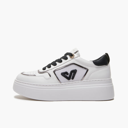 Emanuelle Vee sneakers donna Bice in pelle e tessuto white-black 302 17