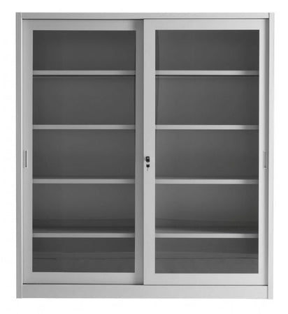 Armadio ufficio da archiviazione con piani e ante in vetro temperato cm. 180x37,5x200H