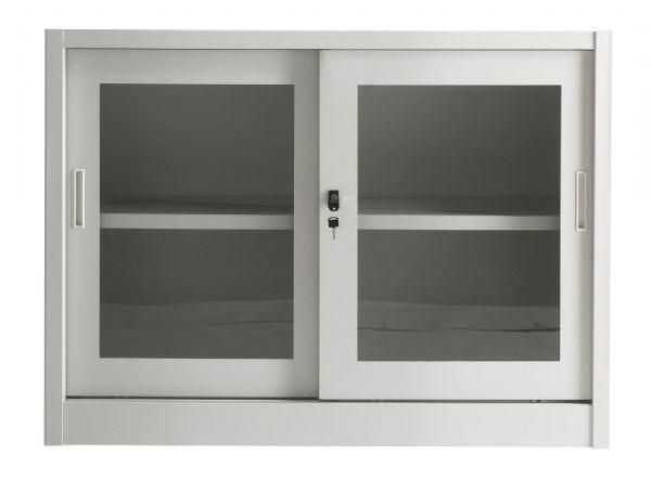 Sopralzo da armadio di metallo con ante scorrevoli di vetro cm. 120x37,5x90H