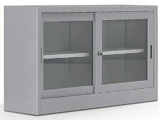 Sopralzo con ante in vetro e struttura metallica verniciata cm. 180x60x85h