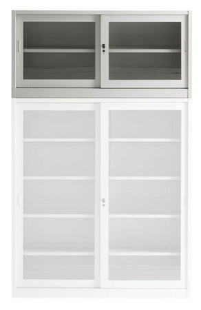 Sopralzo con ante in vetro e struttura metallica verniciata cm. 180x60x85h