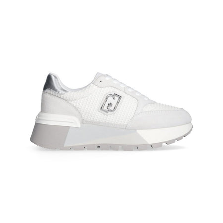 Liu Jo sneakers platform in suede e mesh white silver BA5049PX027