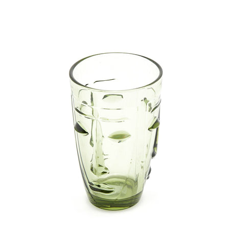 Set 6 Bicchieri in Vetro Verde "Svasati" Faccia Bombata arredamento moderno