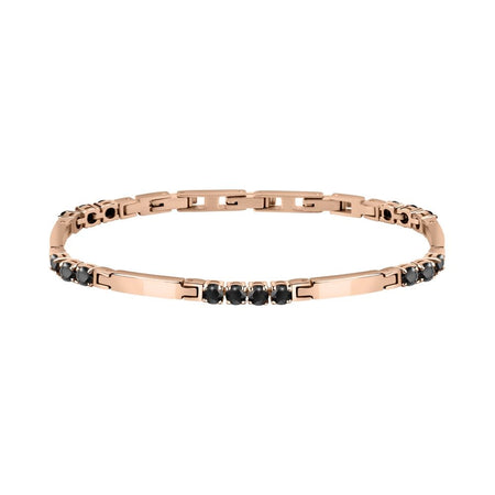Bracciale MORELLATO uomo Tennis acciaio oro rosa / cristalli neri