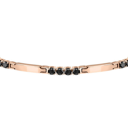 Bracciale MORELLATO uomo Tennis acciaio oro rosa / cristalli neri