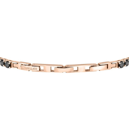 Bracciale MORELLATO uomo Tennis acciaio oro rosa / cristalli neri