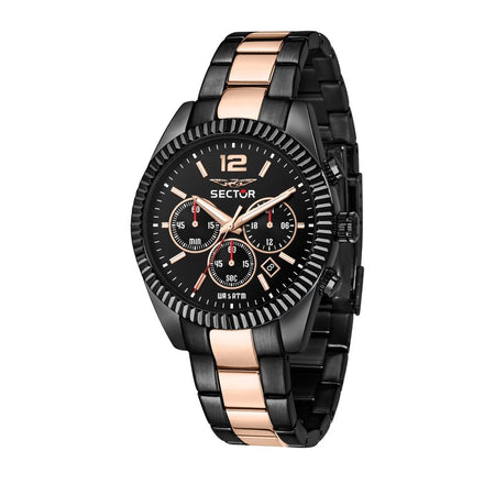 Orologio SECTOR da uomo 240 cronografo acciaio nero / oro rosa