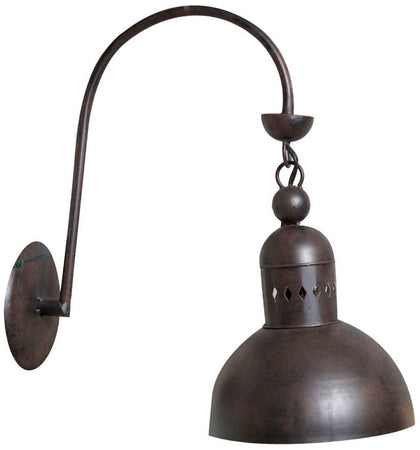 Biscottini Lampada applique a muro elettrificata in ferro battuto finitura ruggine anticata L42xPR22xH42 cm