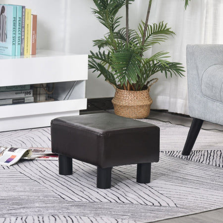 Pouf Poggiapiedi Imbottito, Rettangolare e in Finta Pelle, 40x30x24 cm, Marrone sgabello ufficio negozio soggiorno camera F833-666V71A