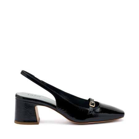 Frau slingback in vernice nero con mini cinturino 79T7