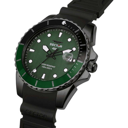 Orologio SECTOR uomo 450 data gomma nero / verde