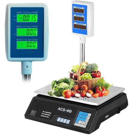 Bilancia Digitale Elettronica Professionale Display Fronte Retro Max 40KG 7memorie